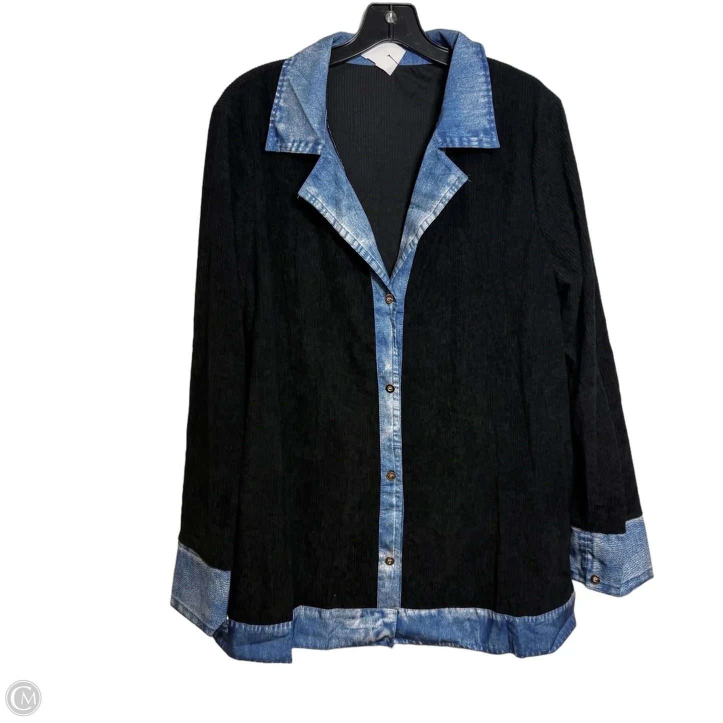Top Long Sleeve By Clothes Mentor In Black & Blue, Size: L