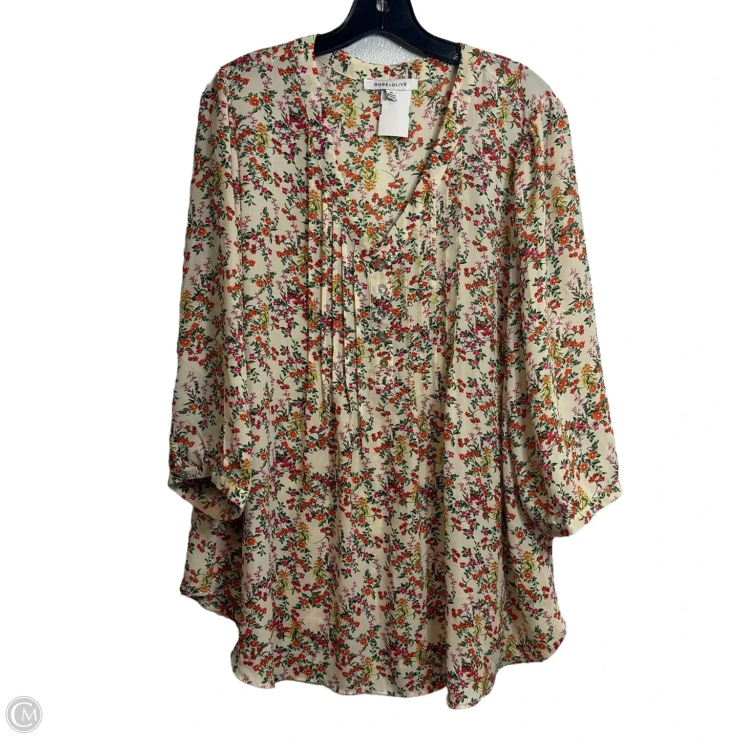 Top Long Sleeve By Rose And Olive In Floral Print, Size: 1x