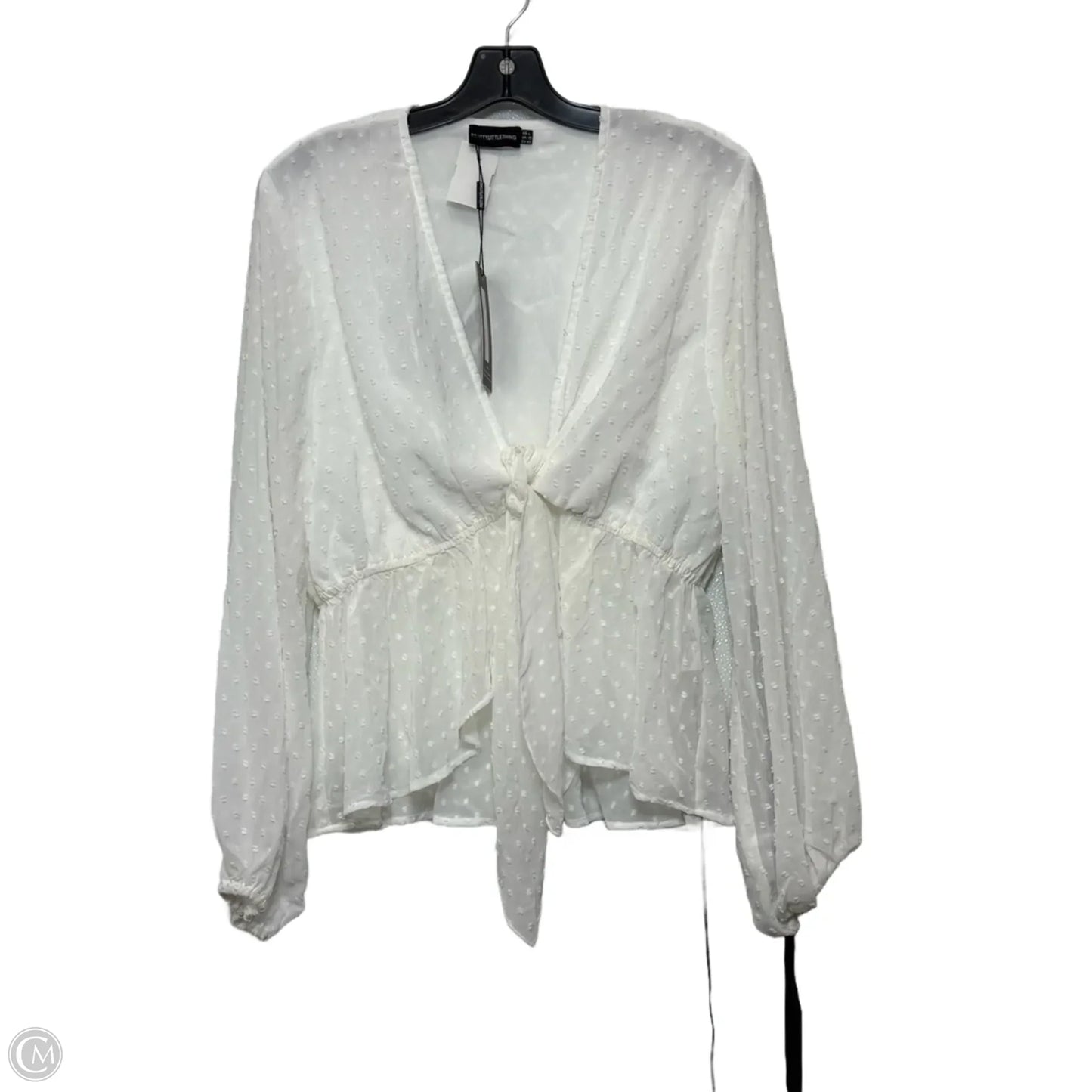 Top Long Sleeve By Pretty Little Thing In White, Size: L