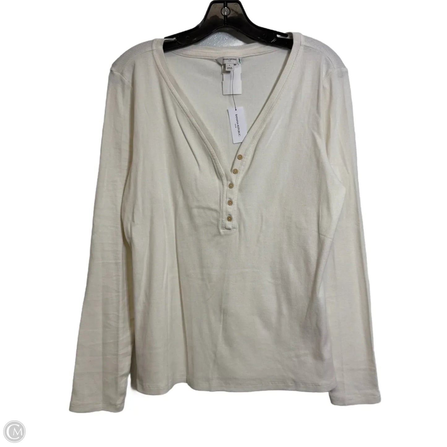 Top Long Sleeve Basic By Banana Republic In White, Size: L