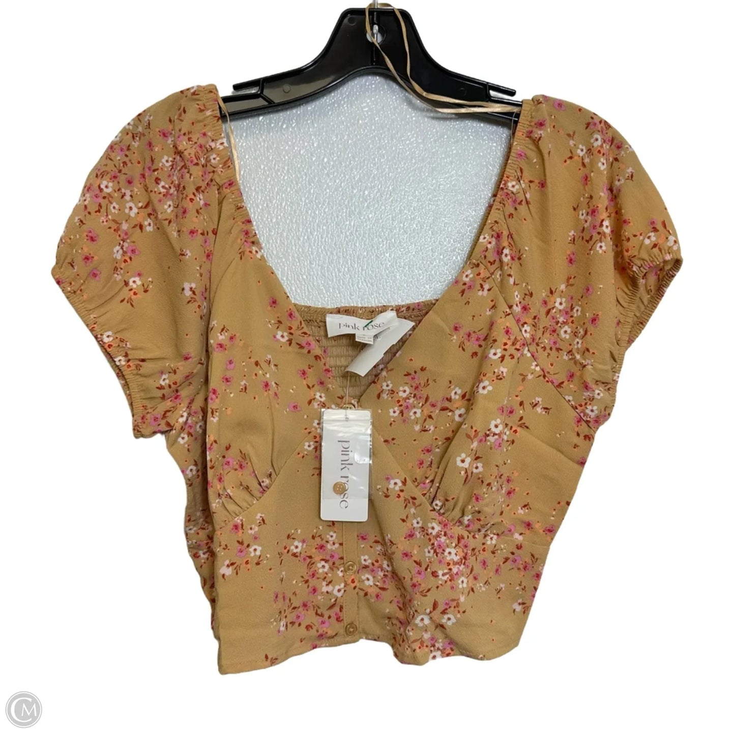 Top Short Sleeve By Pink Rose In Floral Print, Size: L
