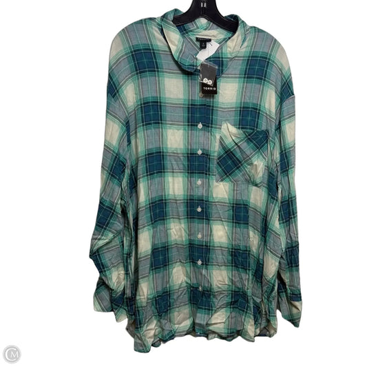 Top Long Sleeve By Torrid In Plaid Pattern, Size: 3x