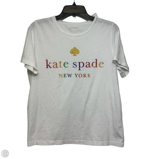 Top Short Sleeve Designer By Kate Spade In White, Size: L