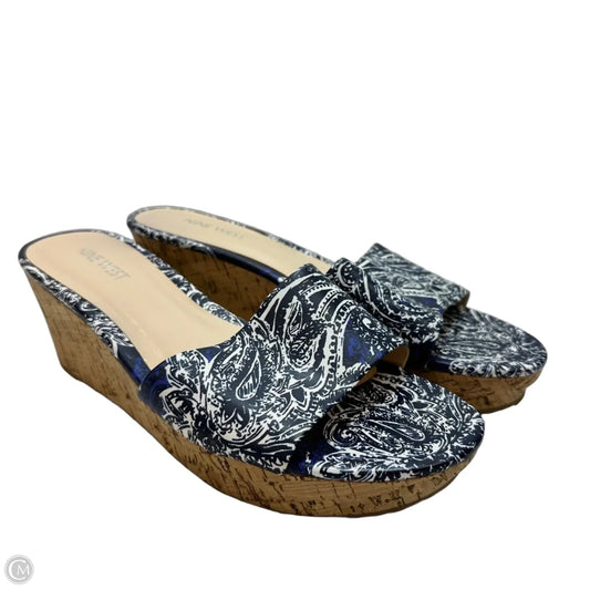 Shoes Heels Wedge By Nine West In Blue, Size: 8.5