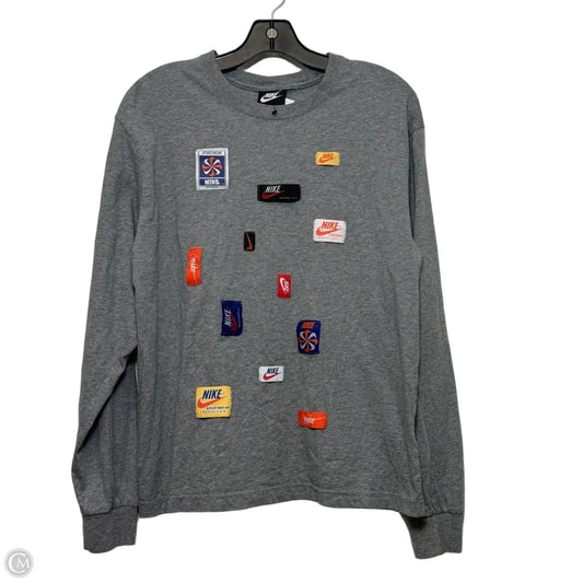 Top Long Sleeve By Nike In Grey, Size: L
