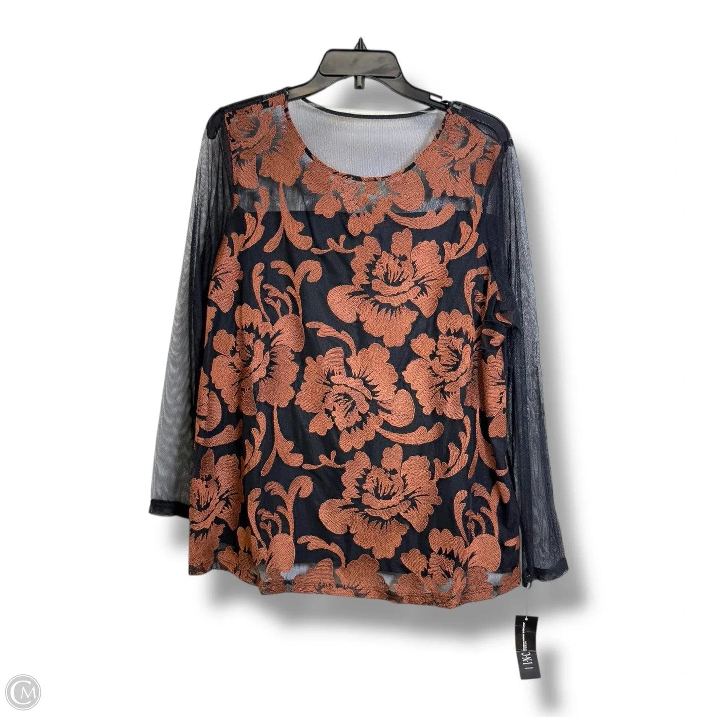 Top Long Sleeve By Inc In Floral Print, Size: 1x
