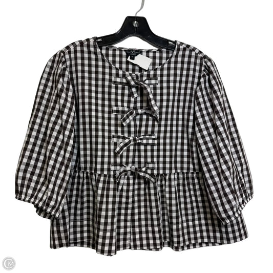 Top 3/4 Sleeve By Velvet Heart In Plaid Pattern, Size: Xl