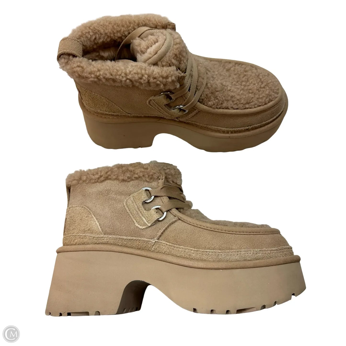 Classic New Heights Lace-Up Boots Designer By Ugg In Tan, Size: 8