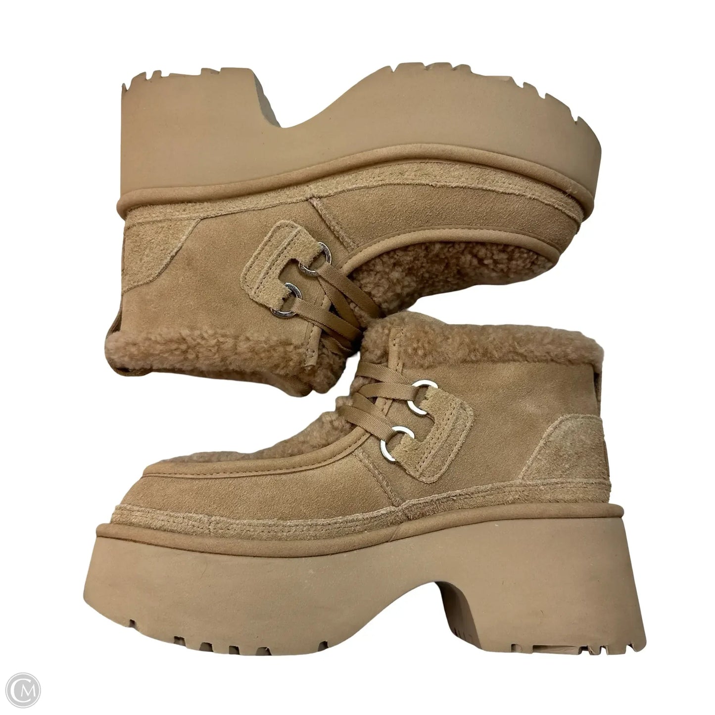 Classic New Heights Lace-Up Boots Designer By Ugg In Tan, Size: 8