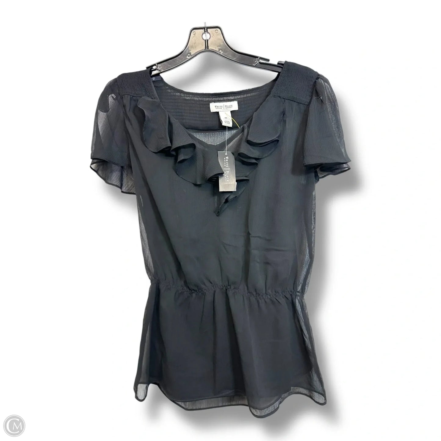 Top Short Sleeve By White House Black Market In Black, Size: Xs
