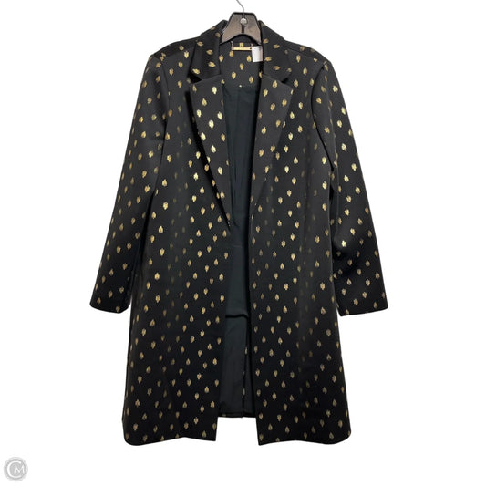 Coat Trench Coat By Tahari In Black & Gold, Size: S