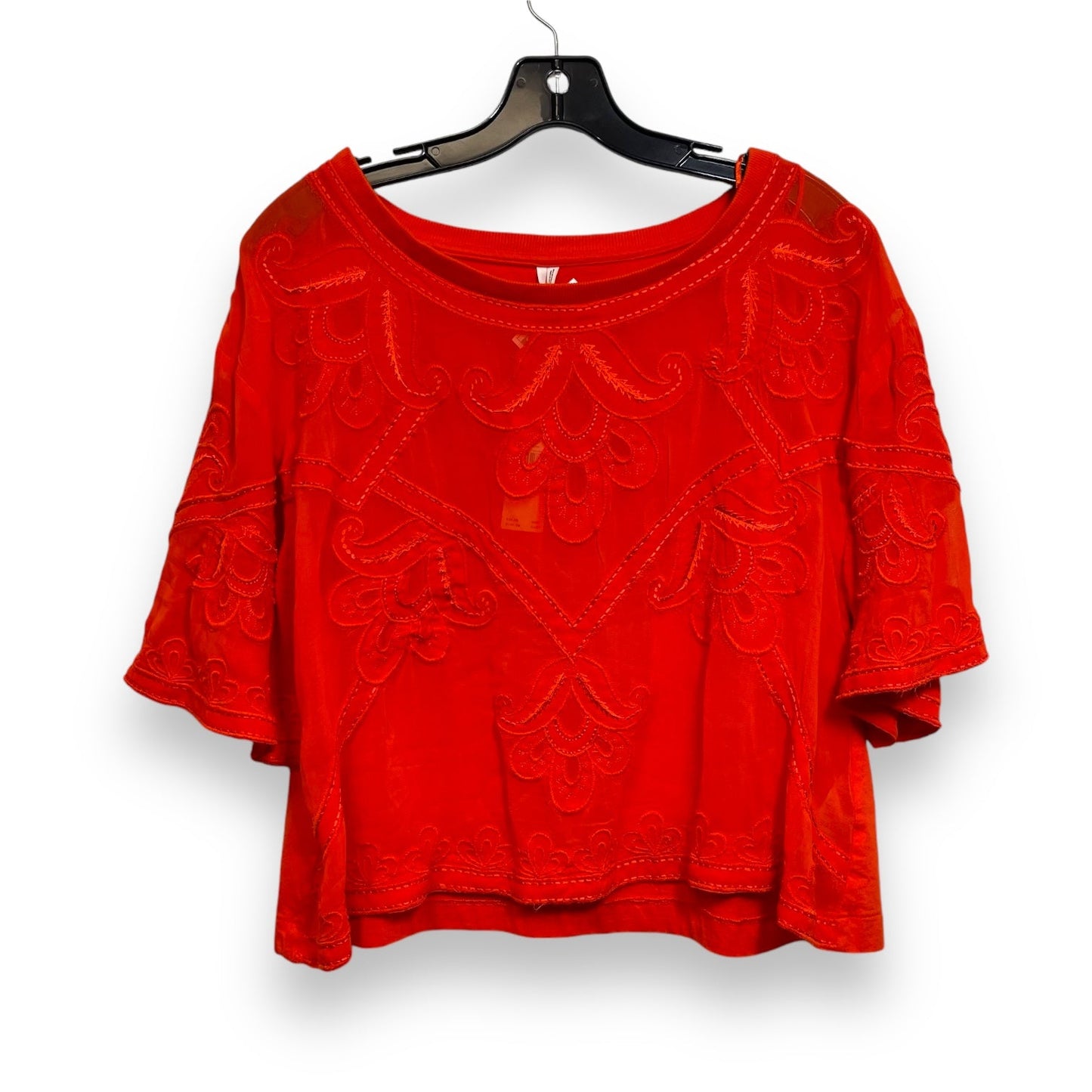 Top Short Sleeve By Anthropologie In Orange, Size: M