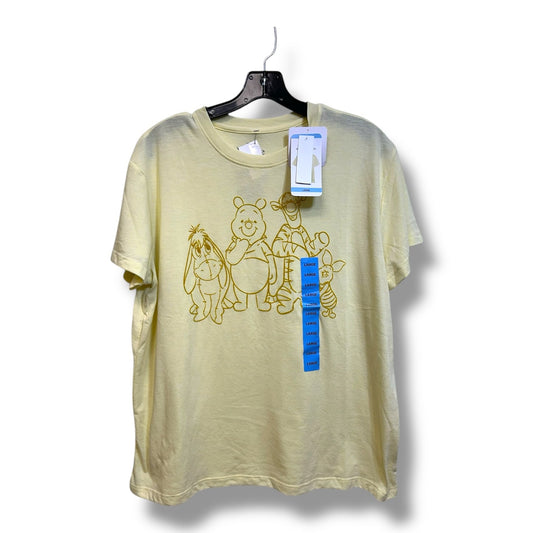 Winnie the Pooh Top Short Sleeve Basic By Disney Store In Yellow, Size: L