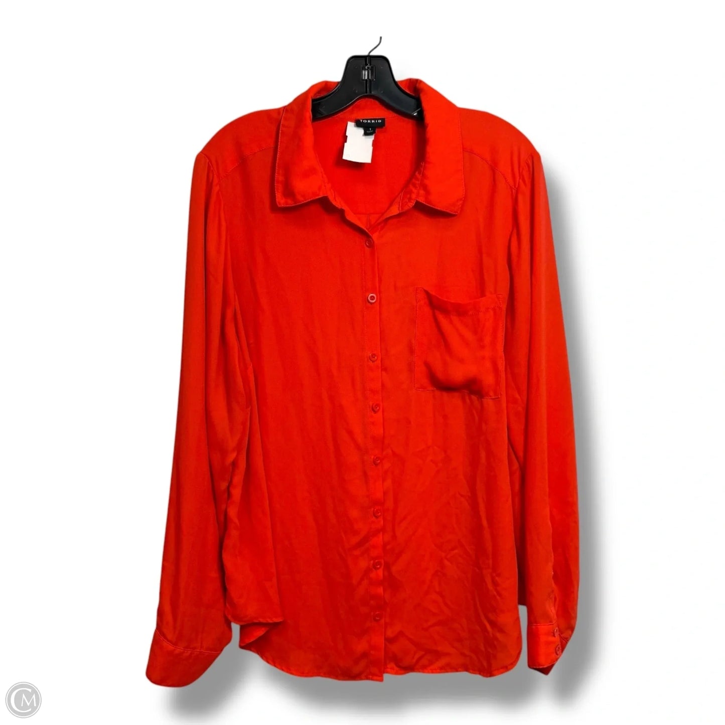 Blouse Long Sleeve By Torrid In Orange, Size: 1x