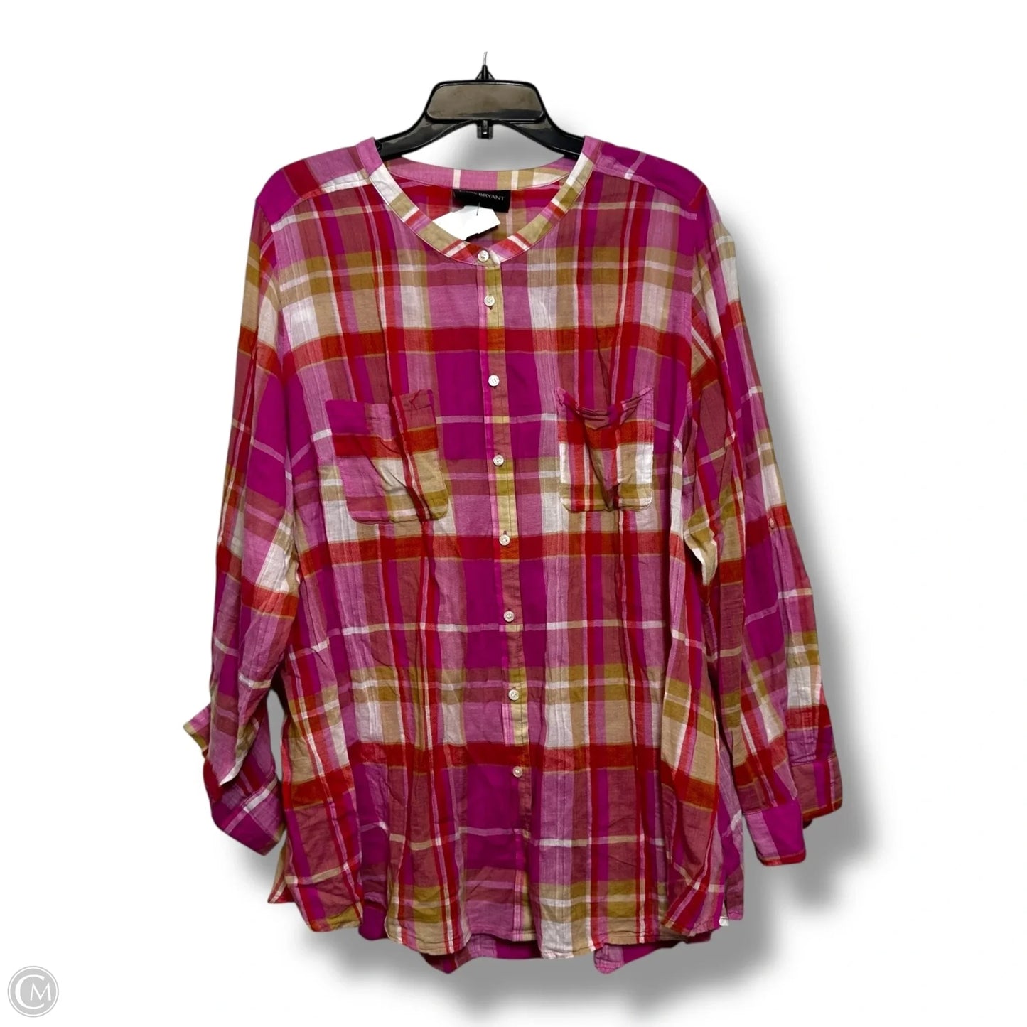 Blouse Long Sleeve By Lane Bryant In Plaid Pattern, Size: 2x