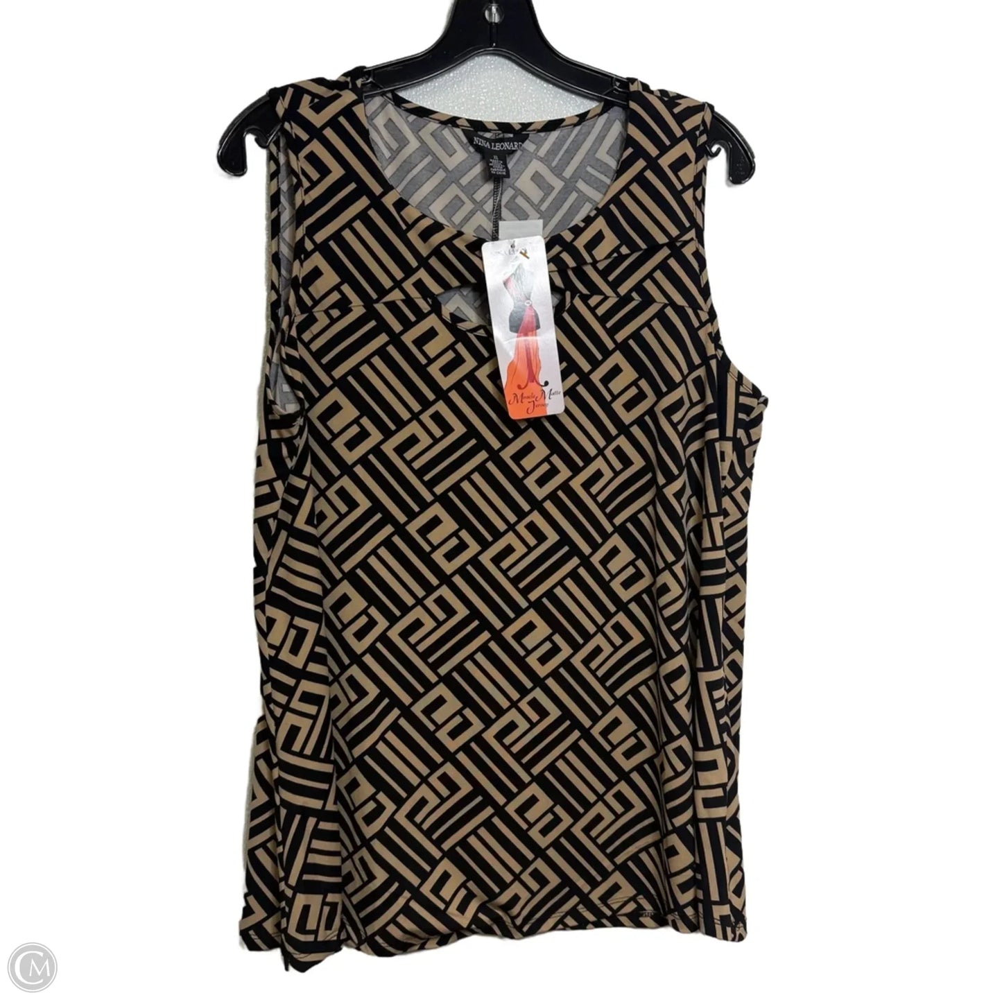 Top Sleeveless By Nina Leonard In Black, Size: Xl