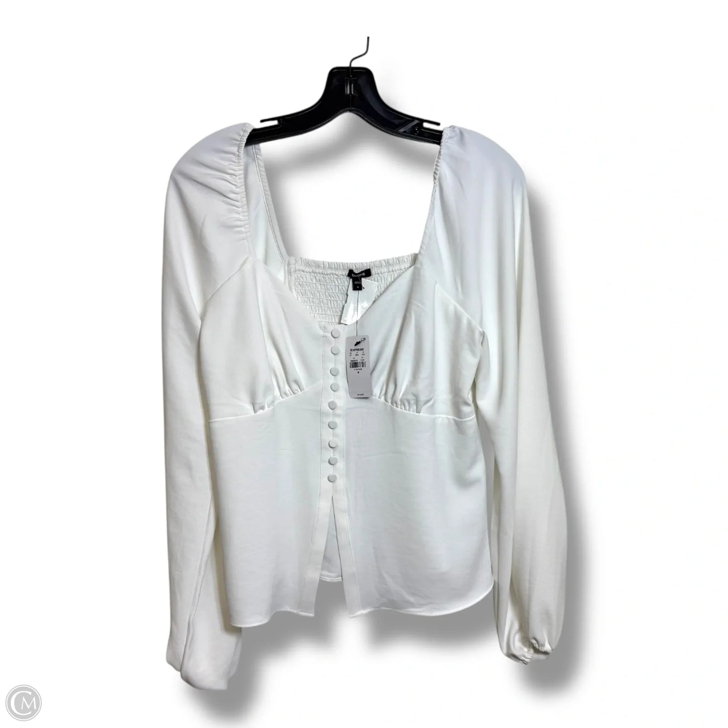 Top Long Sleeve By Express In White, Size: M