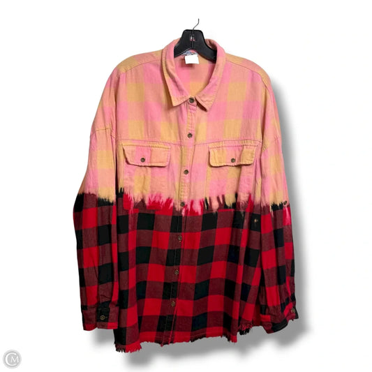 Top Long Sleeve By White Birch In Plaid Pattern, Size: 1x