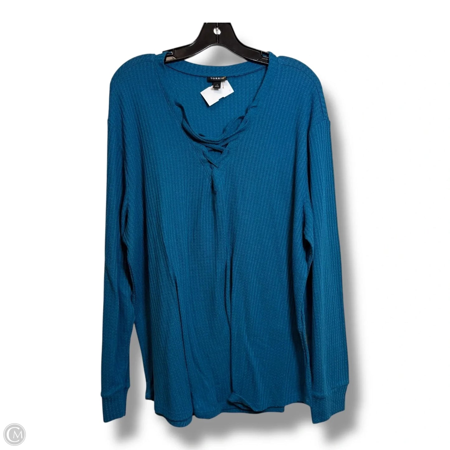 Top Long Sleeve By Torrid In Teal, Size: 1x