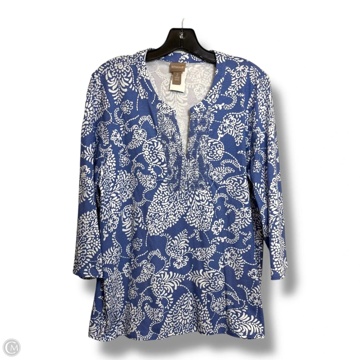 Top 3/4 Sleeve By Chicos In Blue, Size: M