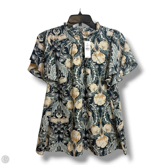 Top Short Sleeve By Loft In Floral Print, Size: L