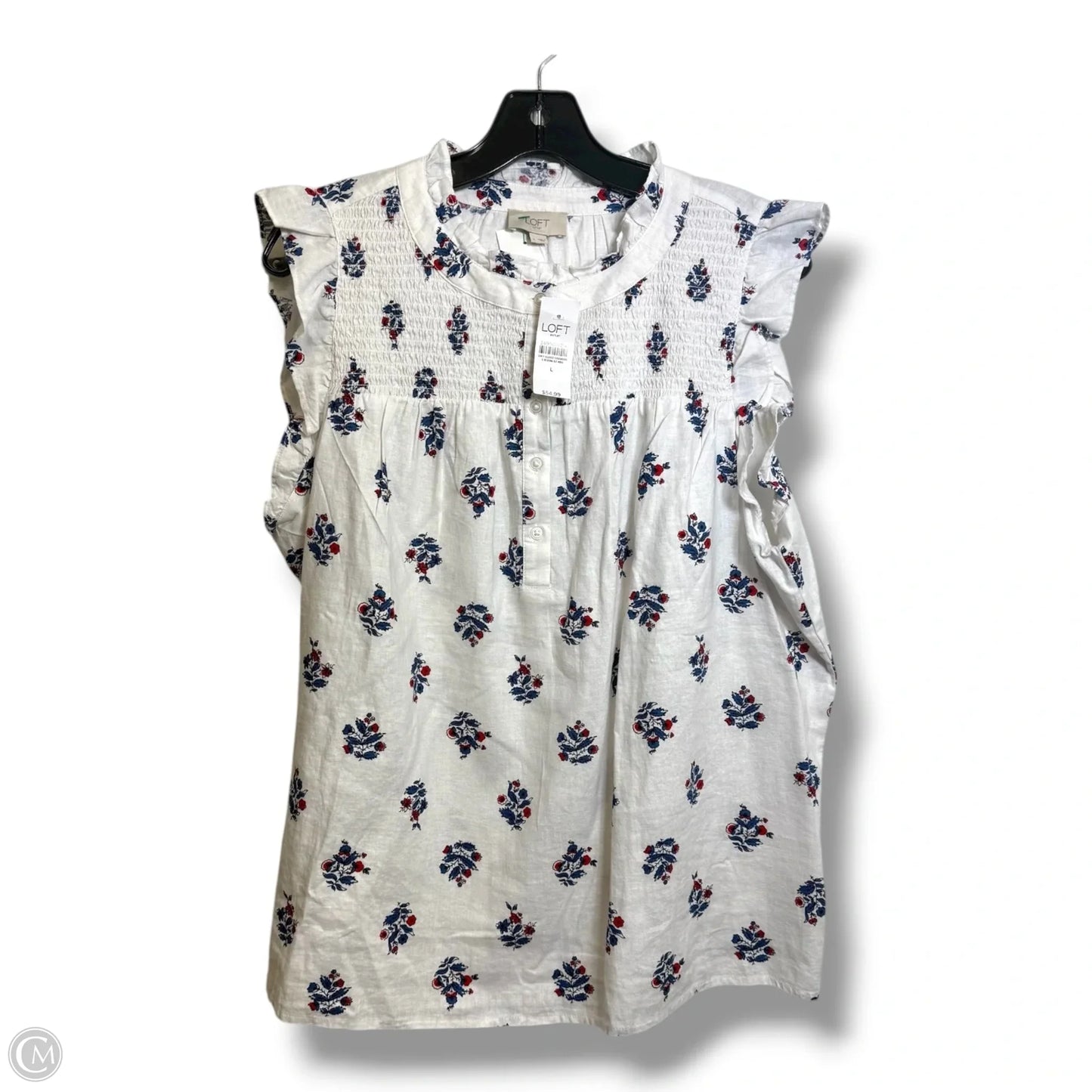 Top Short Sleeve By Loft In White, Size: L