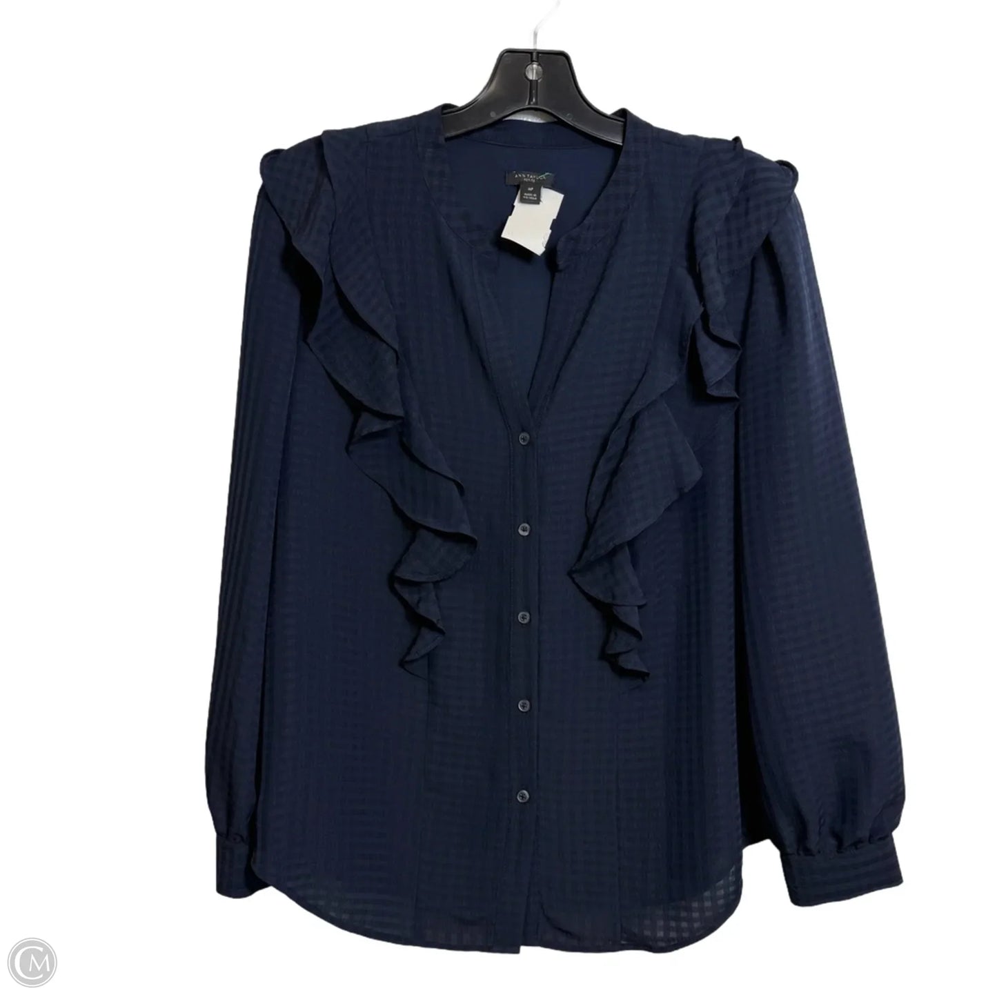 Top Long Sleeve By Ann Taylor In Navy, Size: Mp