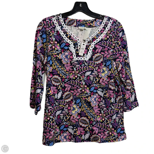 Top 3/4 Sleeve By Talbots In Floral Print, Size: Sp