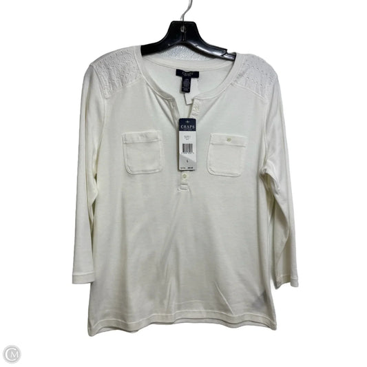 Top 3/4 Sleeve By Chaps In White, Size: L