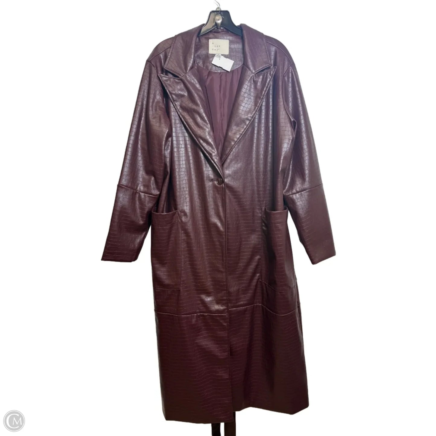 Coat Trench Coat By A New Day In Maroon, Size: L