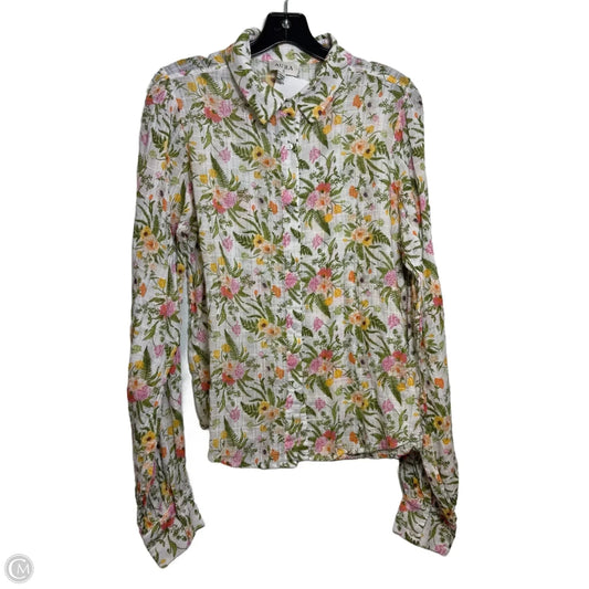 Top Long Sleeve By Aura In Floral Print, Size: L