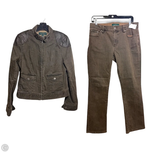 Pants & jacket Set 2pc By Lauren By Ralph Lauren In Brown, Size: 10