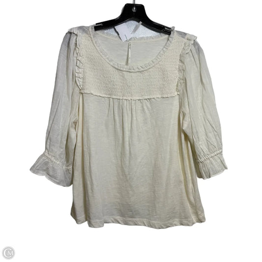 Top Short Sleeve By Anthropologie In Ivory, Size: Xl