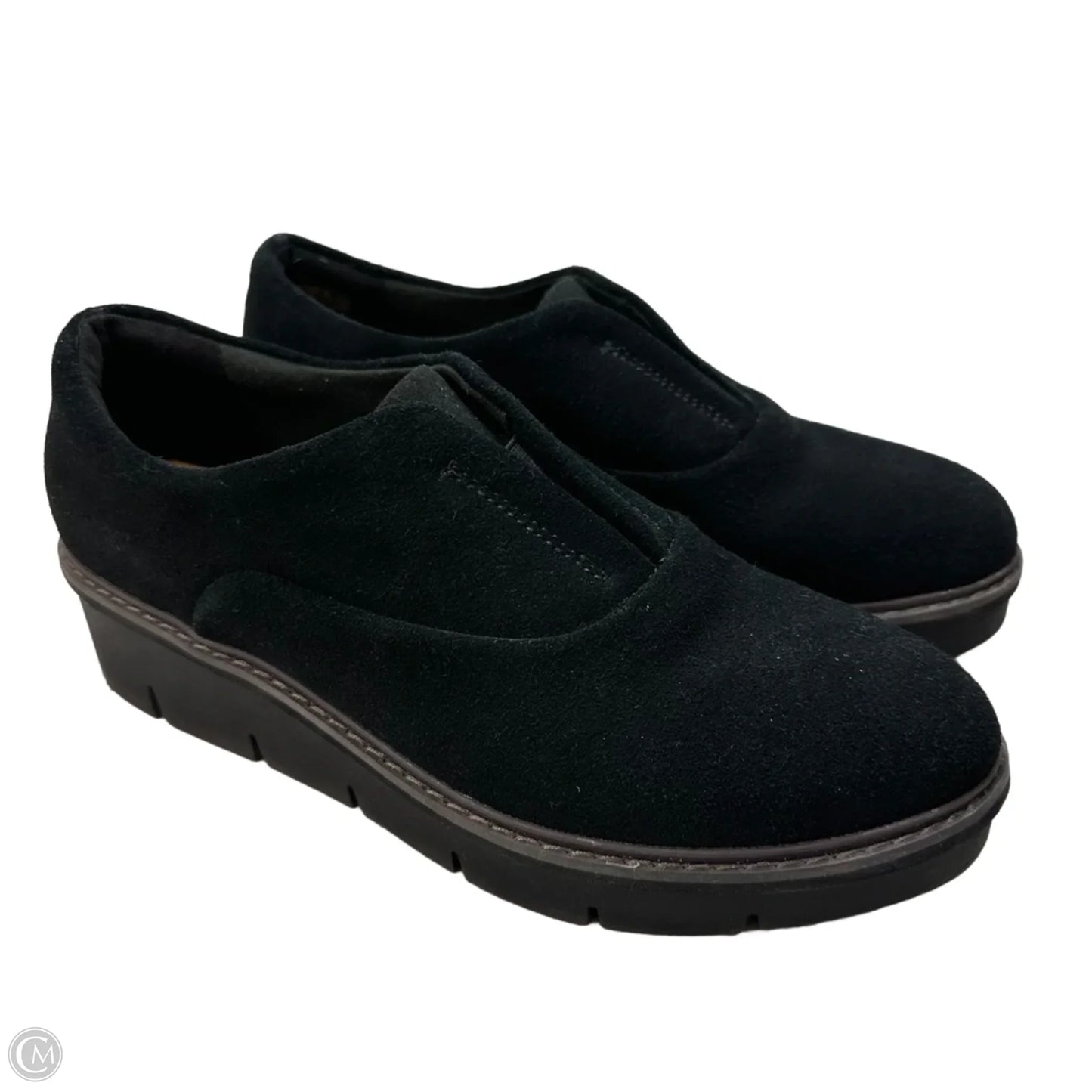 Shoes Heels Wedge By Clarks In Black, Size: 9