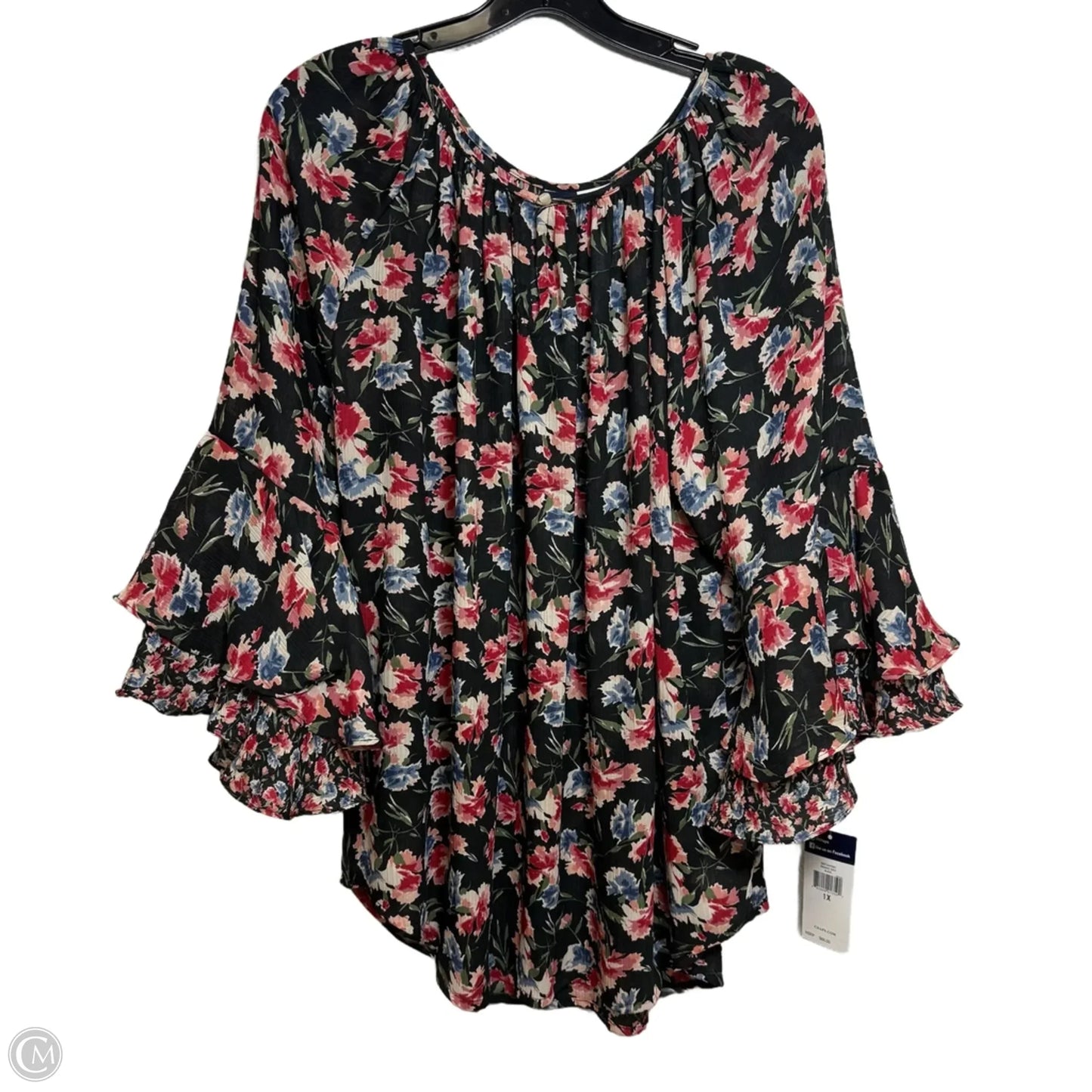 Top Long Sleeve By Chaps In Floral Print, Size: 1x