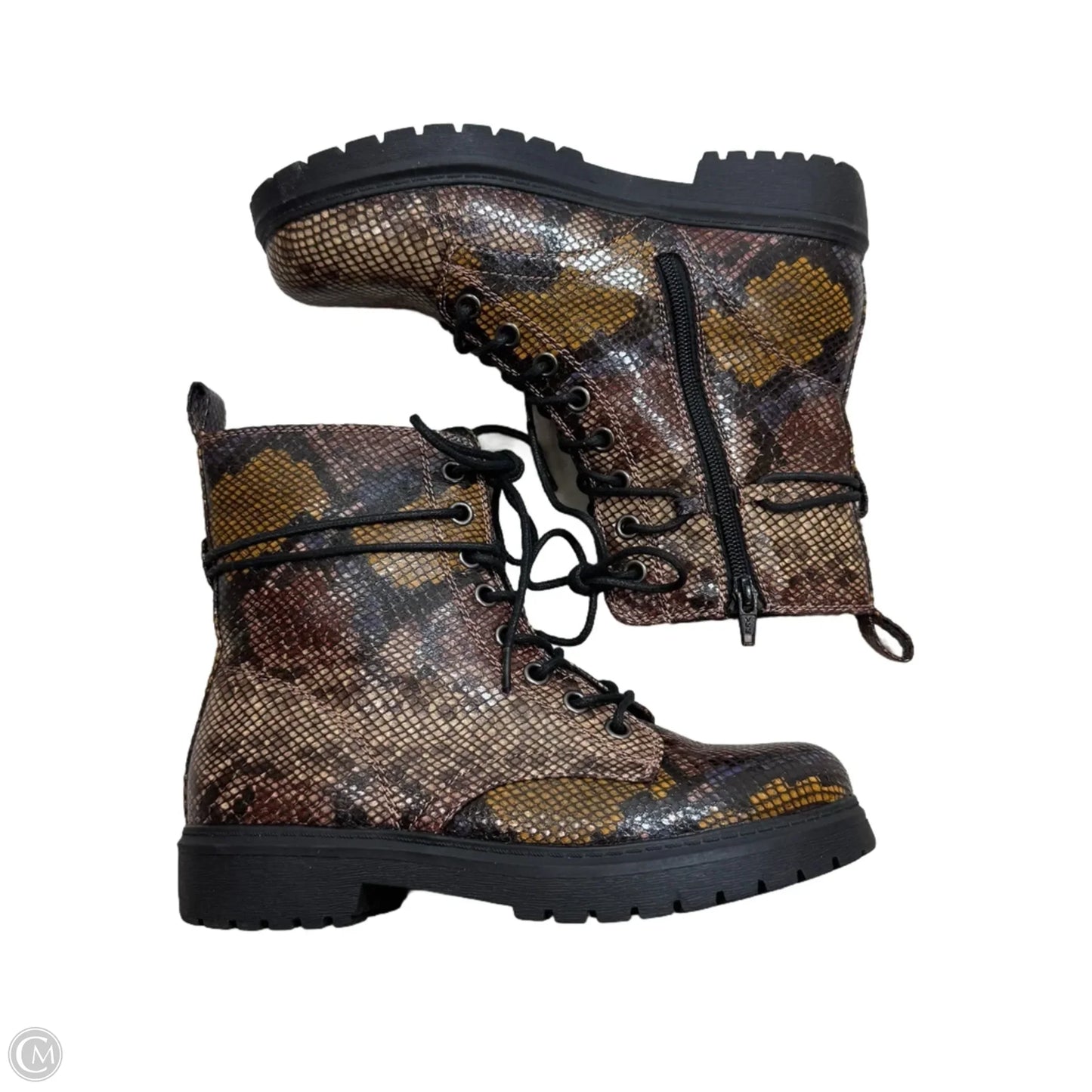 Boots Ankle Flats By So In Snakeskin Print, Size: 8