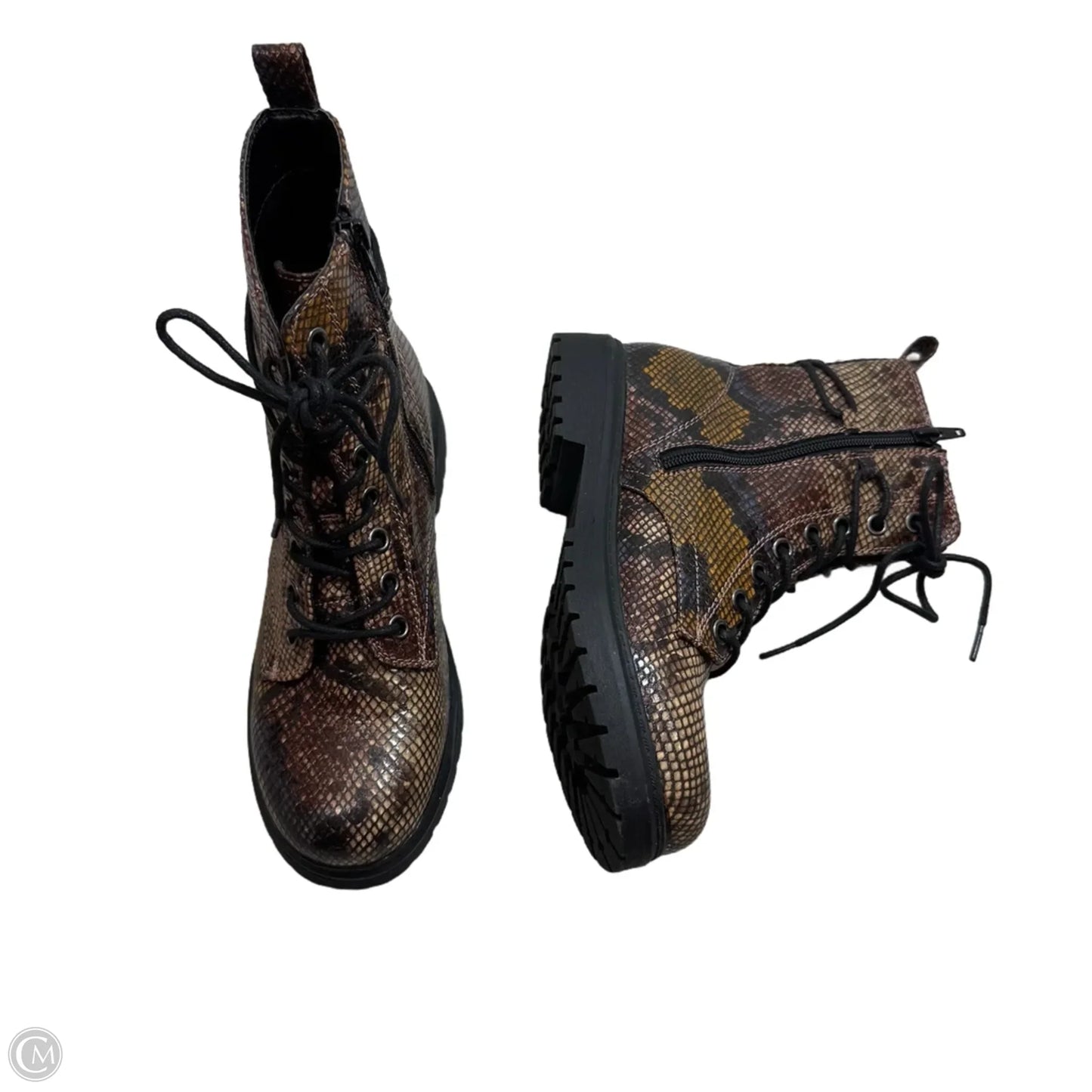 Boots Ankle Flats By So In Snakeskin Print, Size: 8