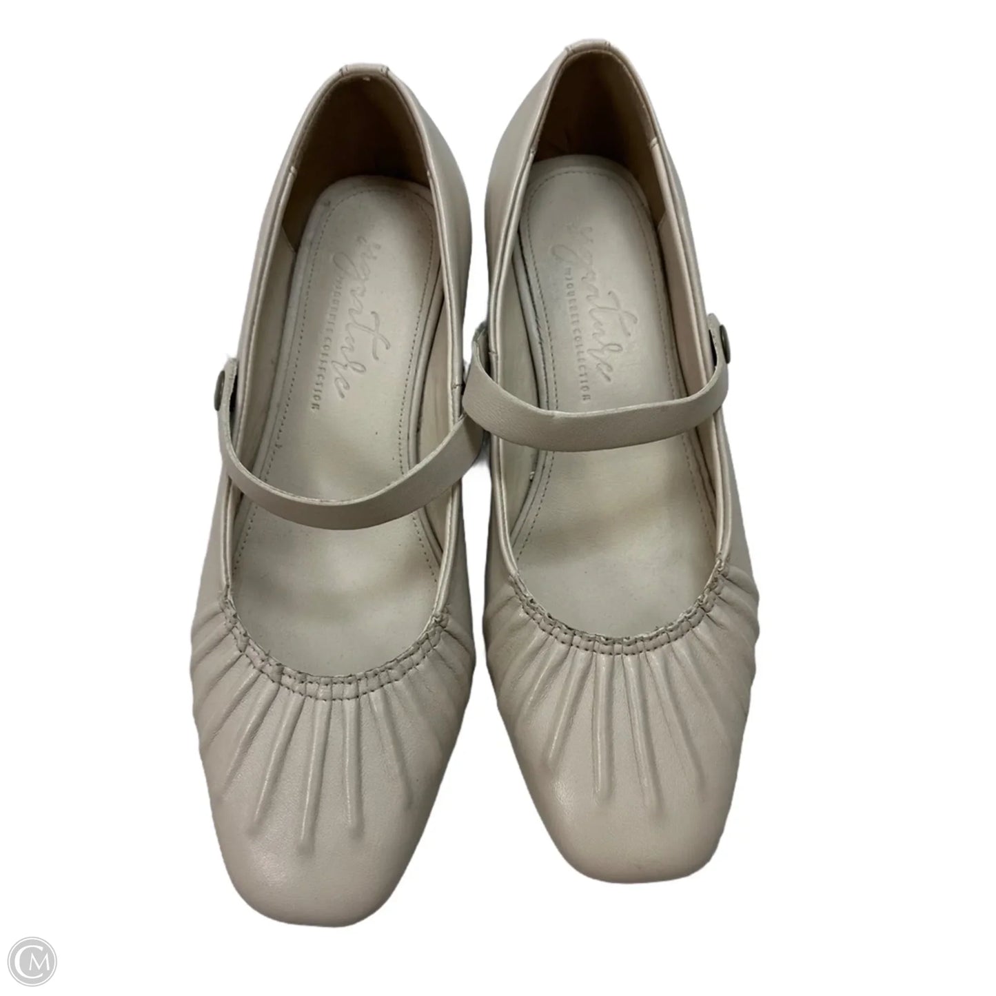 Leather Shoes Heels Block By Clothes Mentor In Beige, Size: 6.5