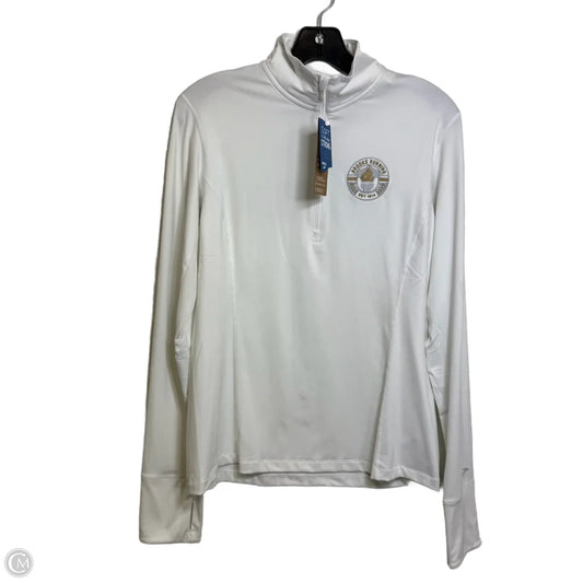 Athletic Top Long Sleeve Collar By Brooks In White, Size: L