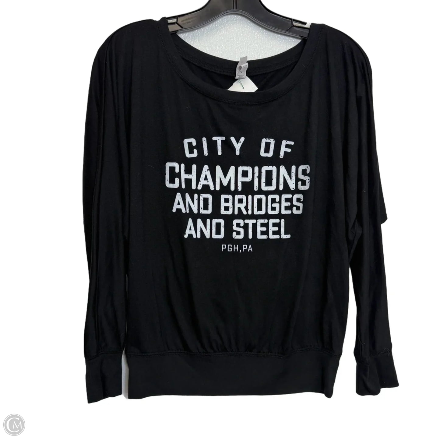 Pittsburgh city of Champions Top Long Sleeve Basic By Bella + Canvas In Black, Size: M