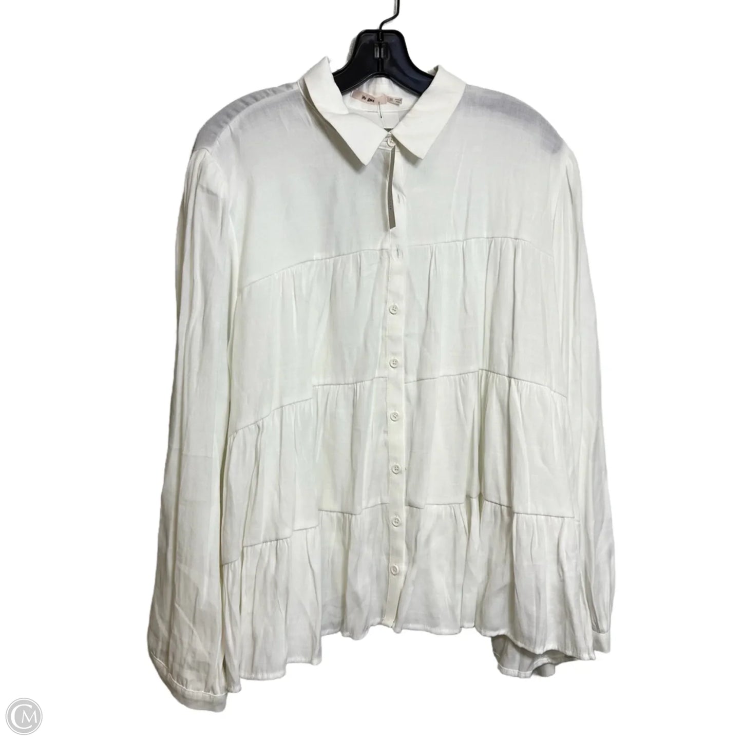 Top Long Sleeve By Miami In White, Size: 3x