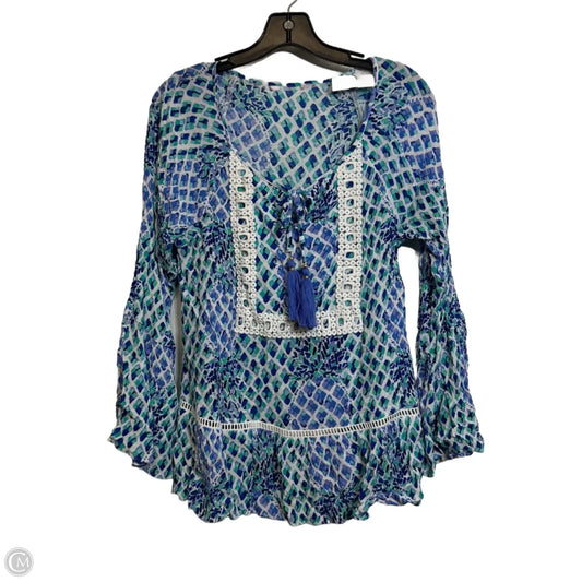 Top Long Sleeve Designer By Lilly Pulitzer In Blue, Size: S