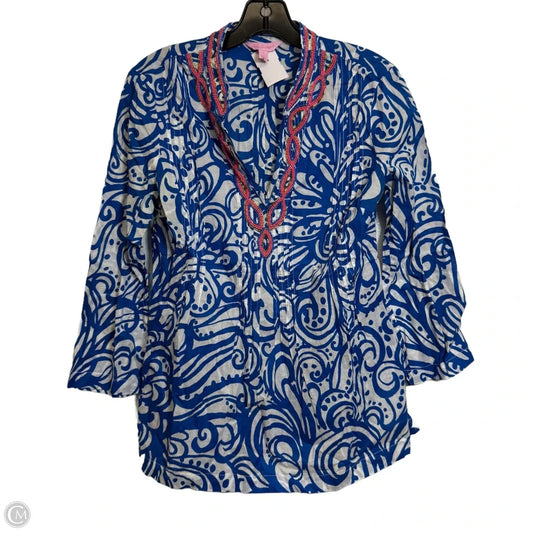 Top Long Sleeve Designer By Lilly Pulitzer In Blue, Size: S