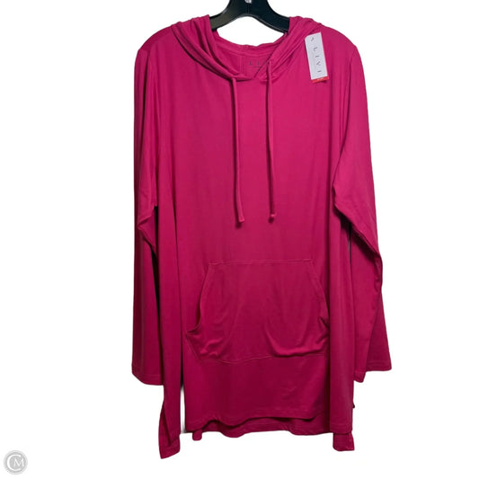 Athletic Top Long Sleeve Hoodie By Livi Active In Pink, Size: 1x