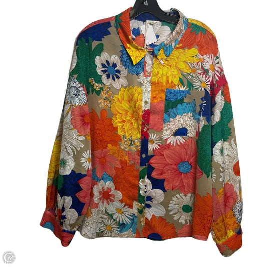 Blouse Long Sleeve By Jodifl In Multi-colored, Size: 1x