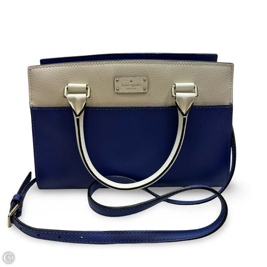 Grove Street Small Caley leather satchel in blue and white Handbag Designer By Kate Spade, Size: Small