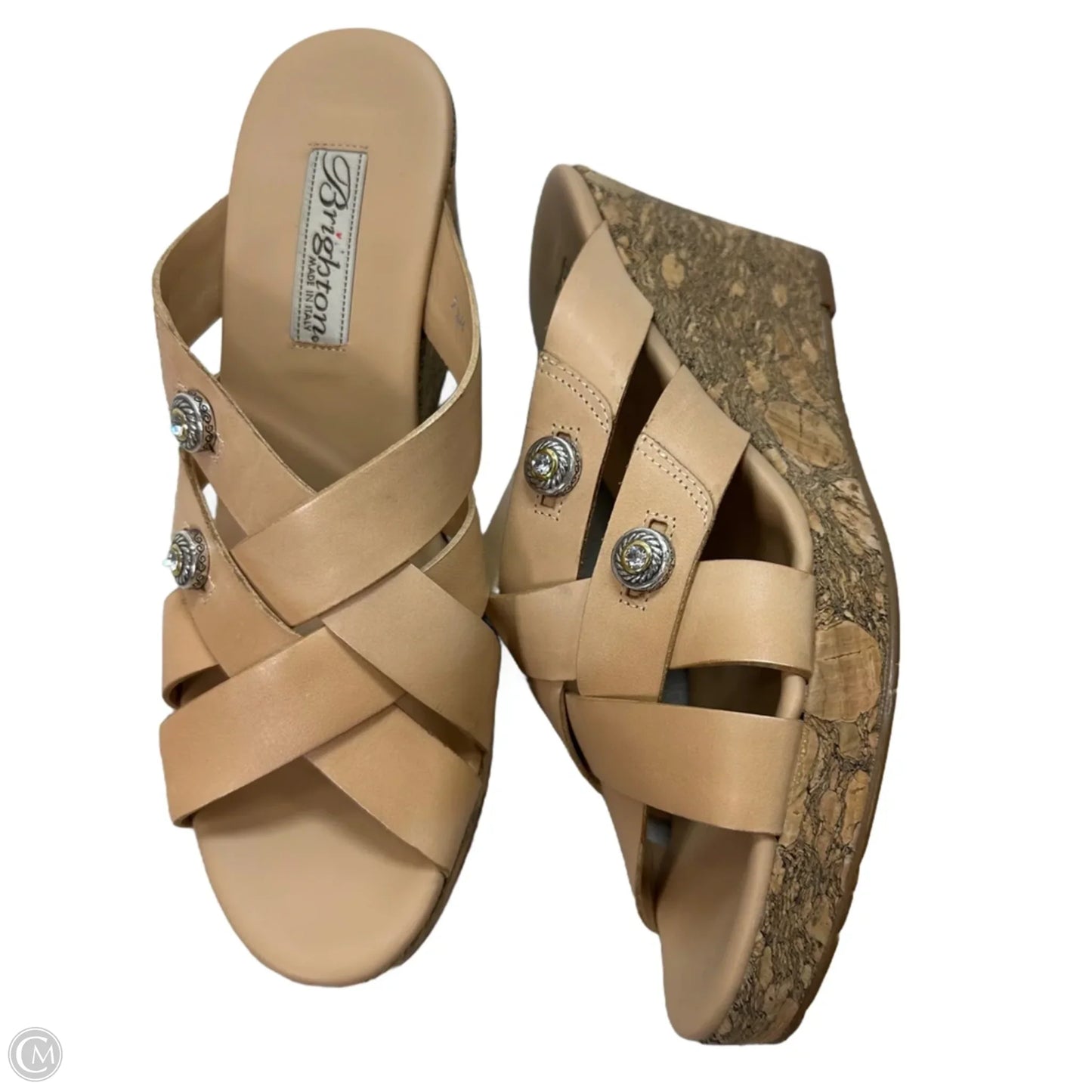 Sandals Heels Wedge By Brighton In Tan, Size: 7.5