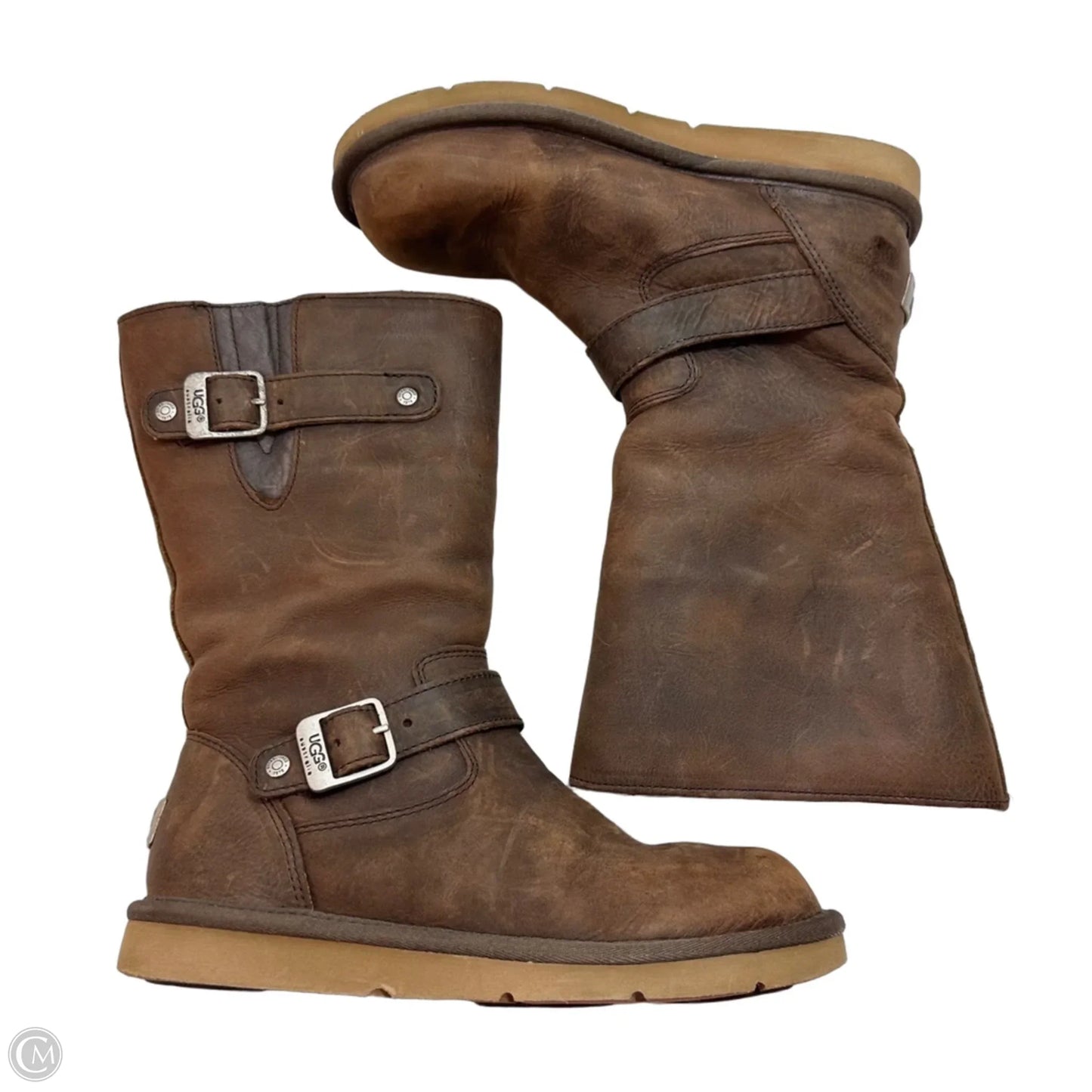 Boots Designer By Ugg In Brown, Size: 7