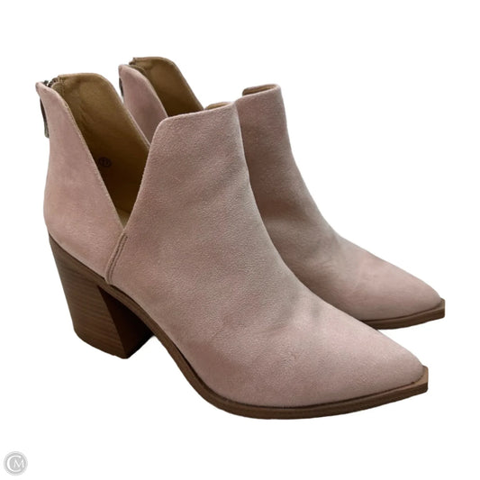 Boots Ankle Heels By Cme In Pink, Size: 7.5