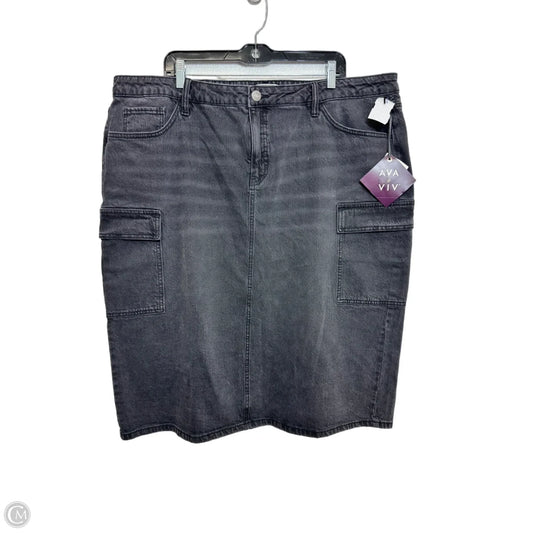 Skirt Midi By Ava & Viv In Black Denim, Size: 20